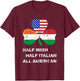 Half Irish Half Italian All American Flag Shamrock Heritage T-Shirt - T-Shirt | Maroon