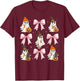 Pink Bow Cute Coquette Ghost Drinking Coffee Funny Halloween T-Shirt - T-Shirt | Maroon