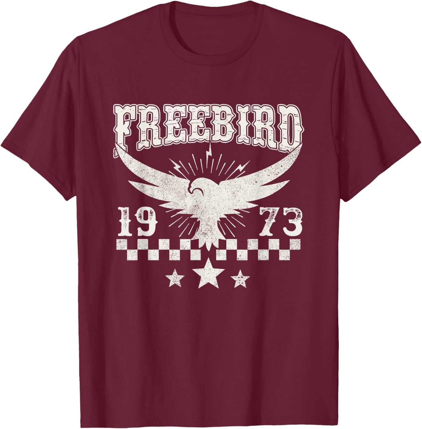 Free Eagle Bird 1973 American Western Country Music Lover T-Shirt - T-Shirt | Maroon