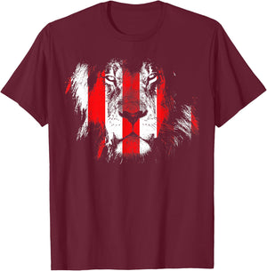 Red And White Lion Face Bilbao T-Shirt - T-Shirt | Maroon