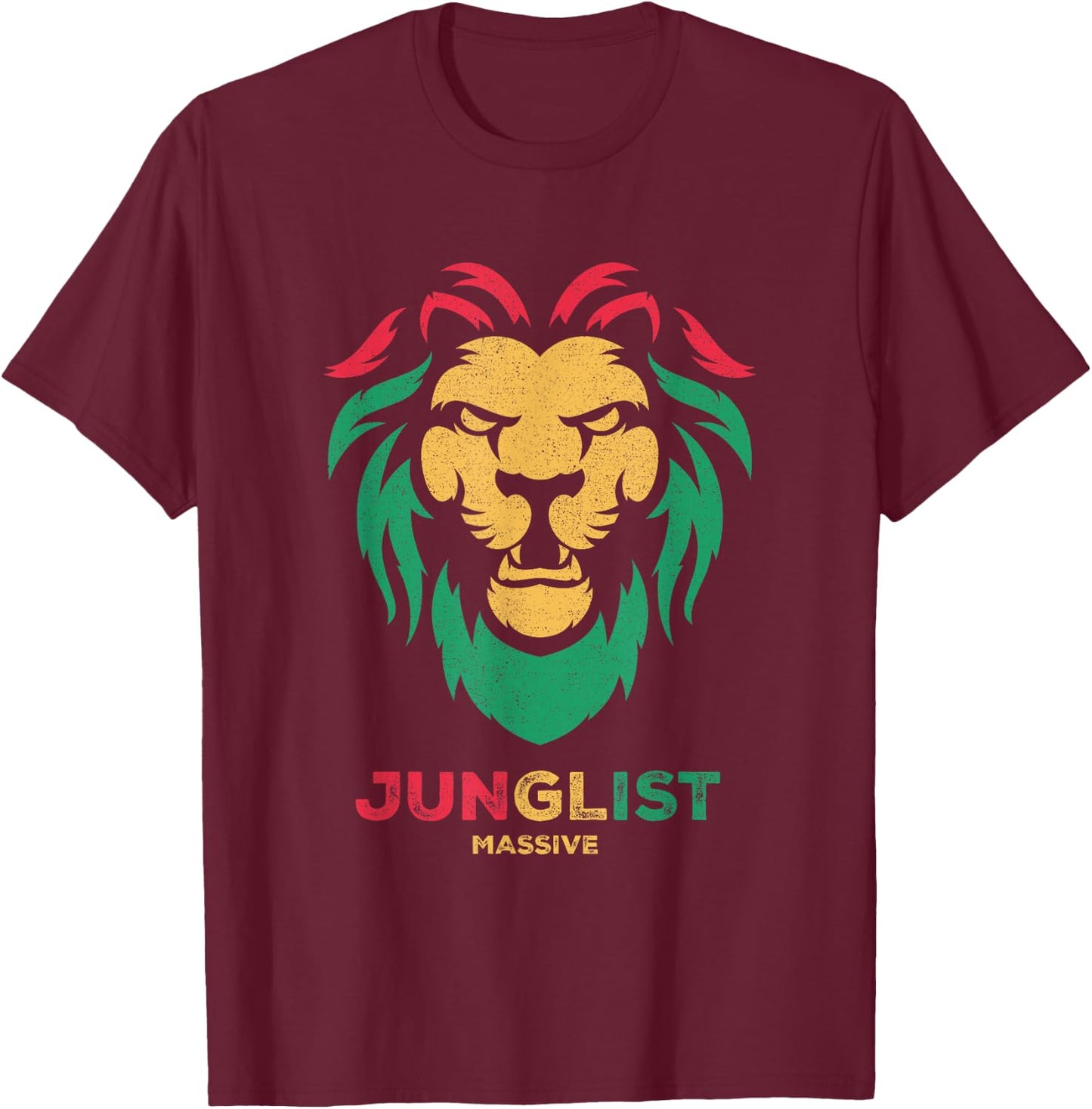 Junglist Massive, Drum & Bass, Jungle, DnB Music, Lion Head T-Shirt - T-Shirt | Maroon