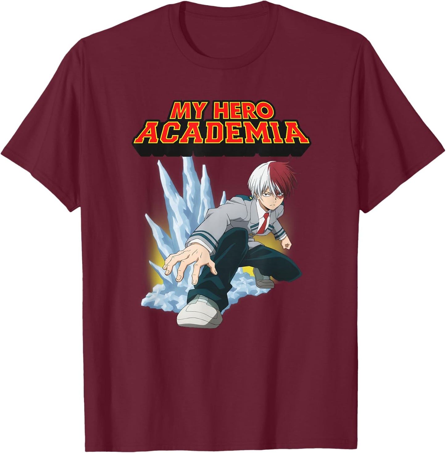 My Hero Academia Shoto Todoroki Half-Cold Half-Hot T-Shirt - T-Shirt | Maroon