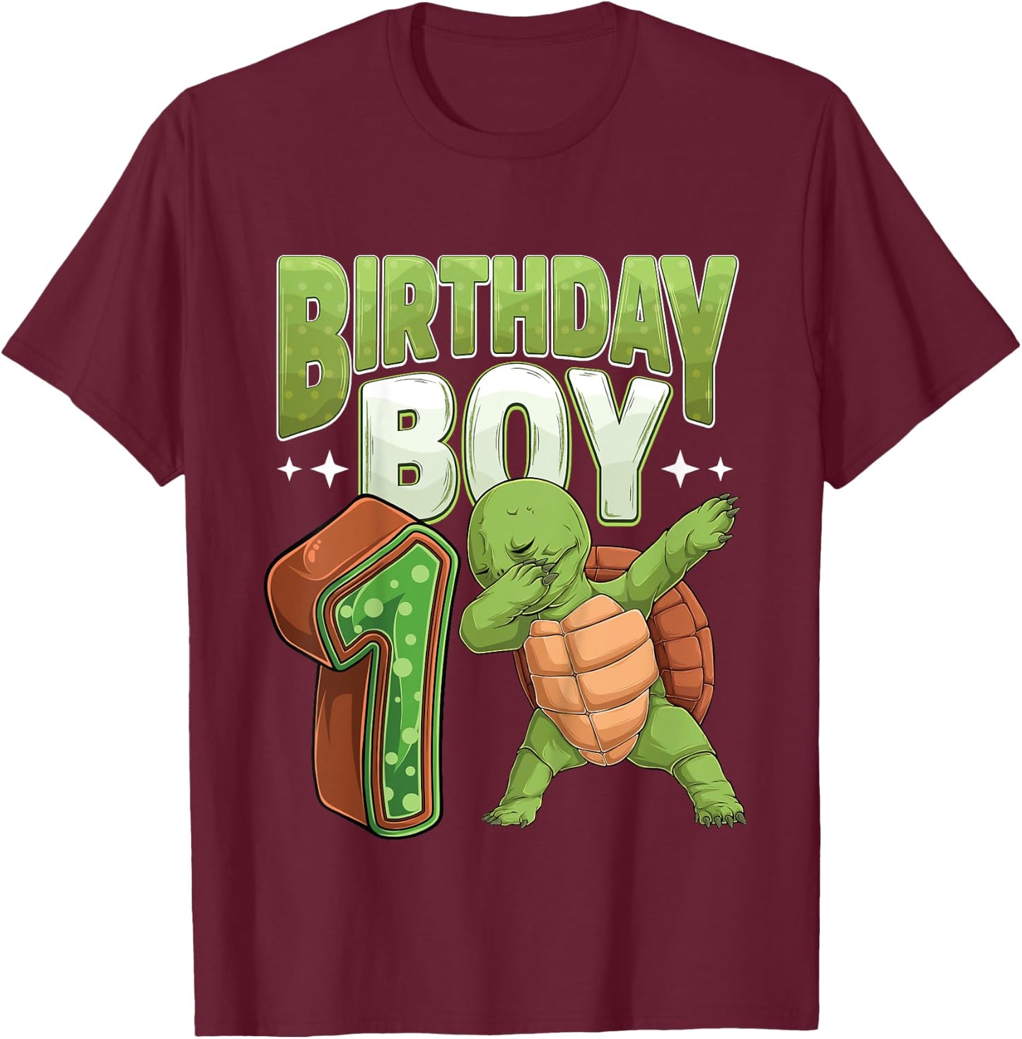 Kids 1 year old Turtle animal lovers 1st Birthday Boy T-Shirt - T-Shirt | Maroon