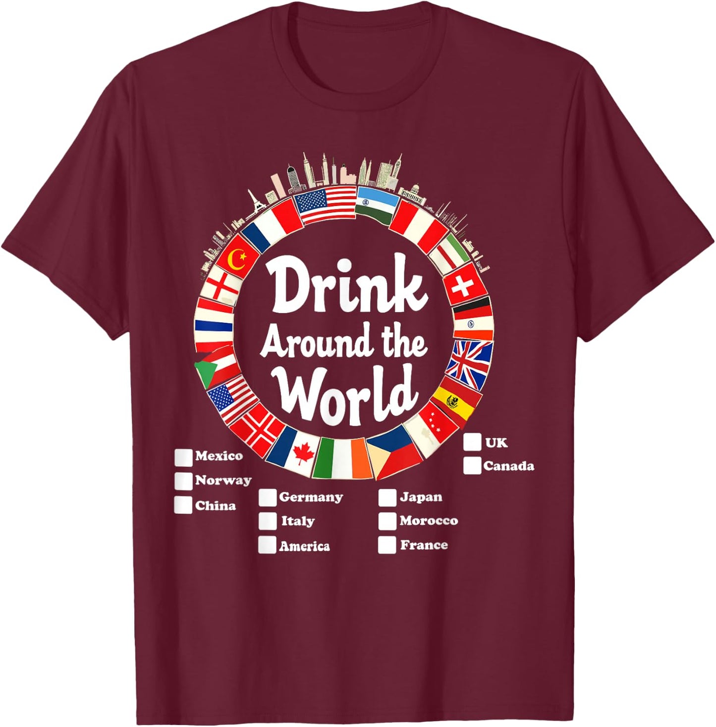 Adult Vacation Drinking Countries International National T-Shirt - T-Shirt | Maroon