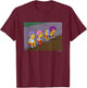 The Simpsons Iconic Characters Road Wigs Group Shot Logo T-Shirt - T-Shirt | Maroon