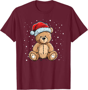 Pretty Cool Teddy with Santa Claus Hat for Bears and Xmas T-Shirt - T-Shirt | Maroon