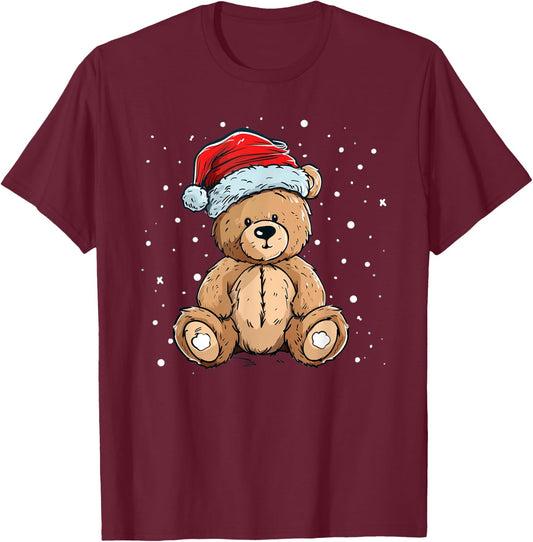 Pretty Cool Teddy with Santa Claus Hat for Bears and Xmas T-Shirt - T-Shirt | Maroon