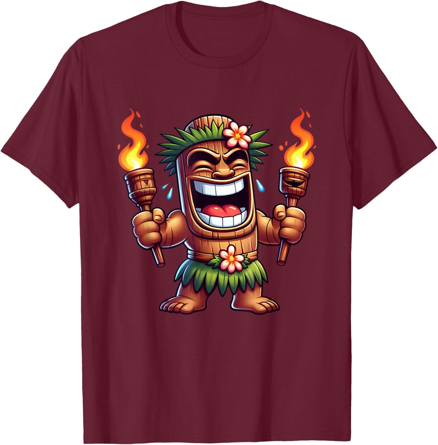 Tiki Shirt Man Hawaiian Summer Tropical Luau Party Kids T-Shirt - T-Shirt | Maroon