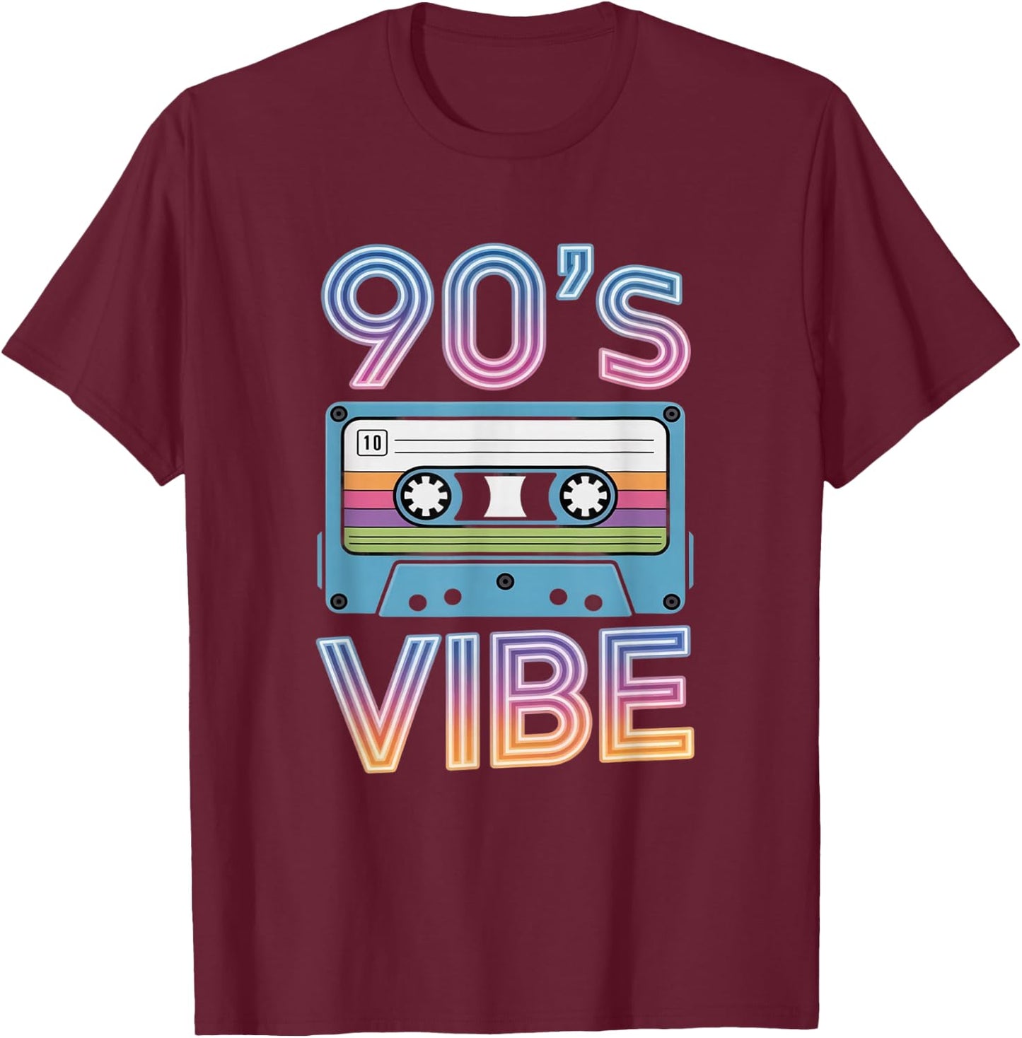 90’s Vibe Retro Cassette Tape Vintage 90s Aesthetic Art T-Shirt - T-Shirt | Maroon