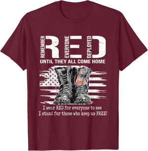Until They Come Home My Soldier Red Friday Military US Flag T-Shirt - T-Shirt | Maroon