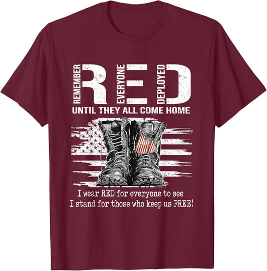 Until They Come Home My Soldier Red Friday Military US Flag T-Shirt - T-Shirt | Maroon