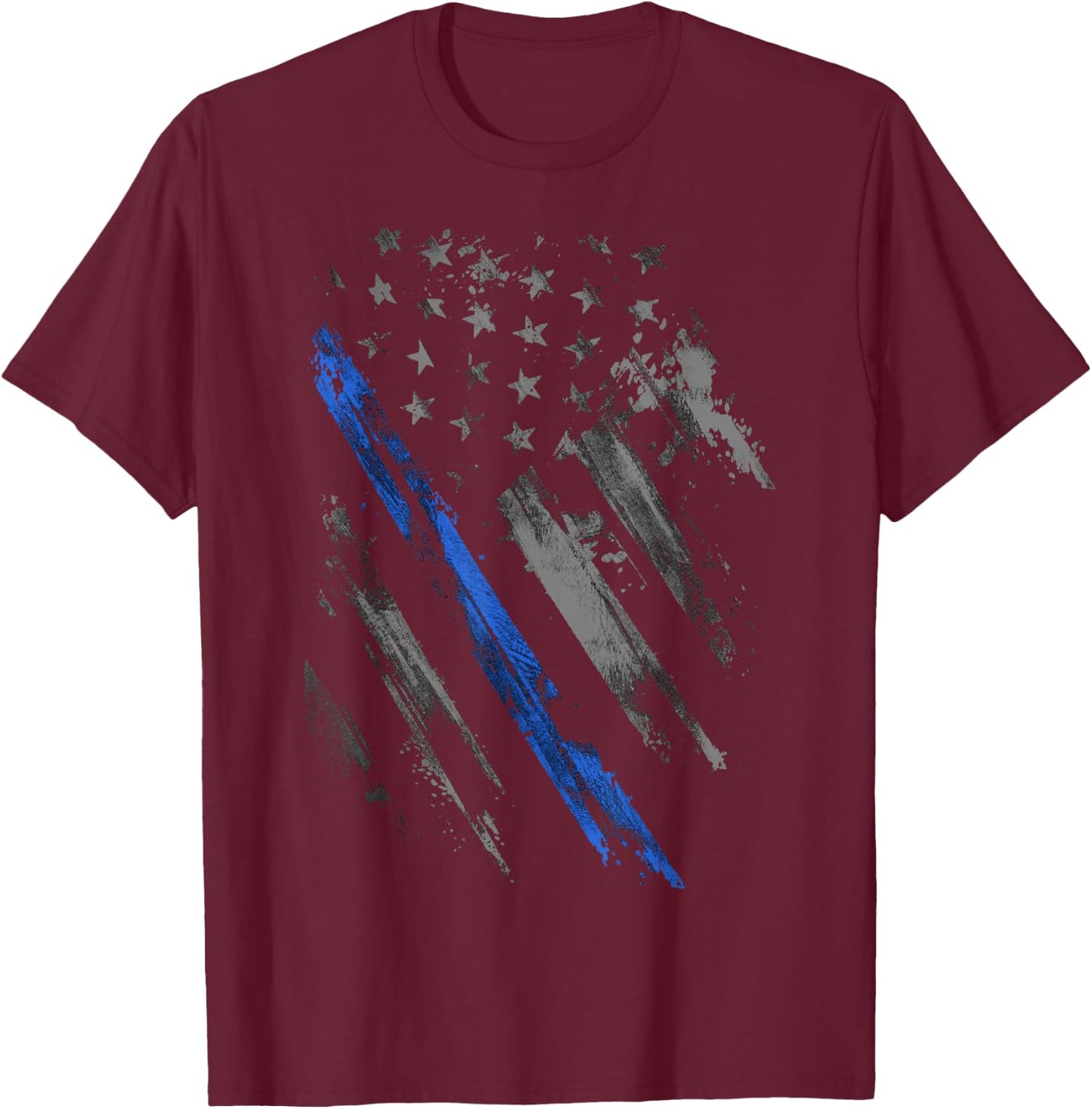 Crosswise Thin Blue Line Flag T-Shirt - T-Shirt | Maroon