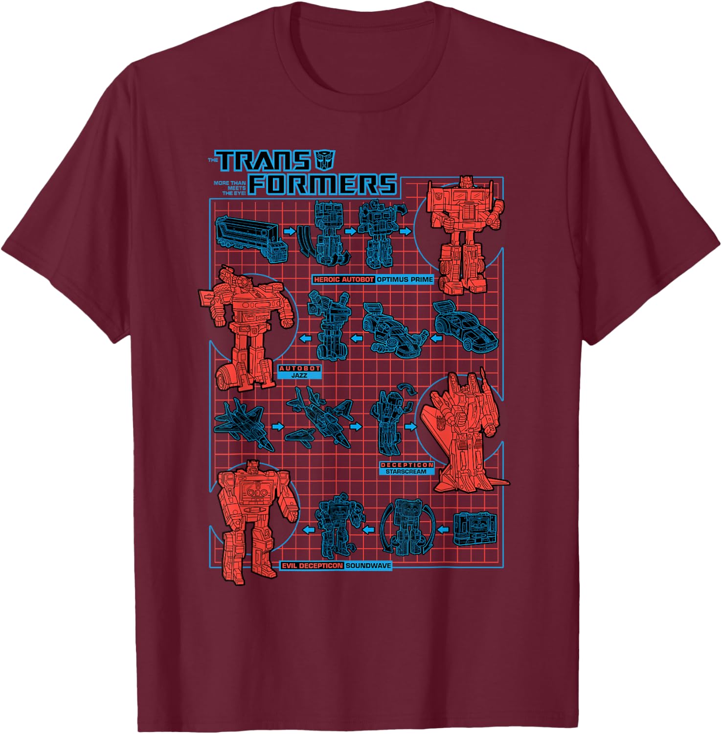 Transformers How To Transform Schematic T-Shirt - T-Shirt | Maroon