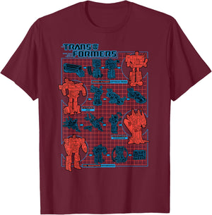Transformers How To Transform Schematic T-Shirt - T-Shirt | Maroon