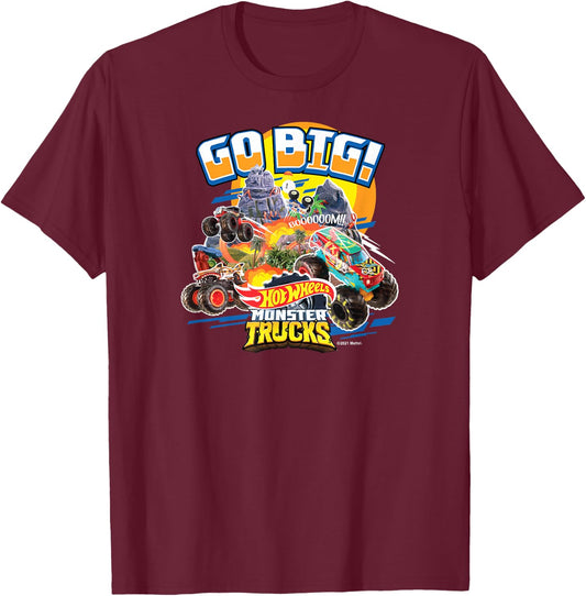 Hot Wheels - Monster Trucks Go Big T-Shirt - T-Shirt | Maroon