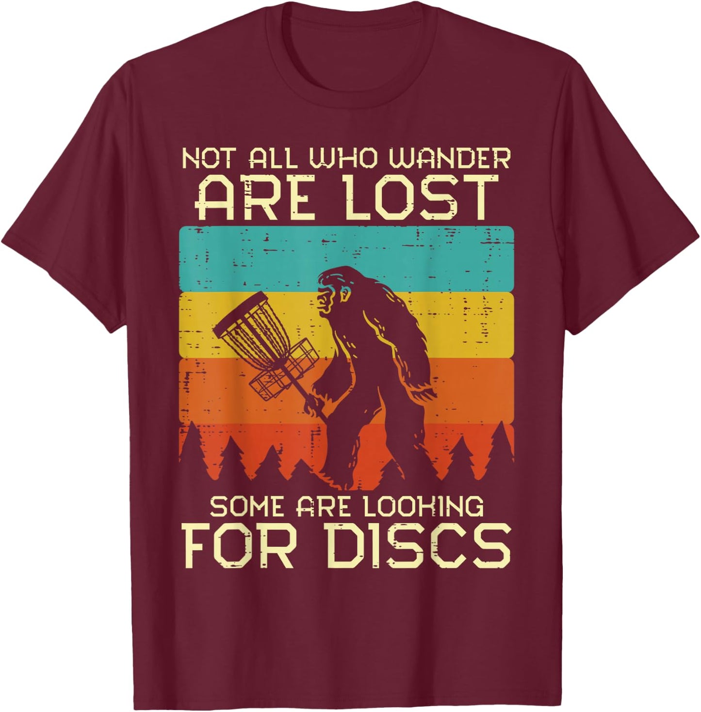 Disc Golf Bigfoot Sasquatch Frisbee Frolf Men Women Kids T-Shirt - T-Shirt | Maroon