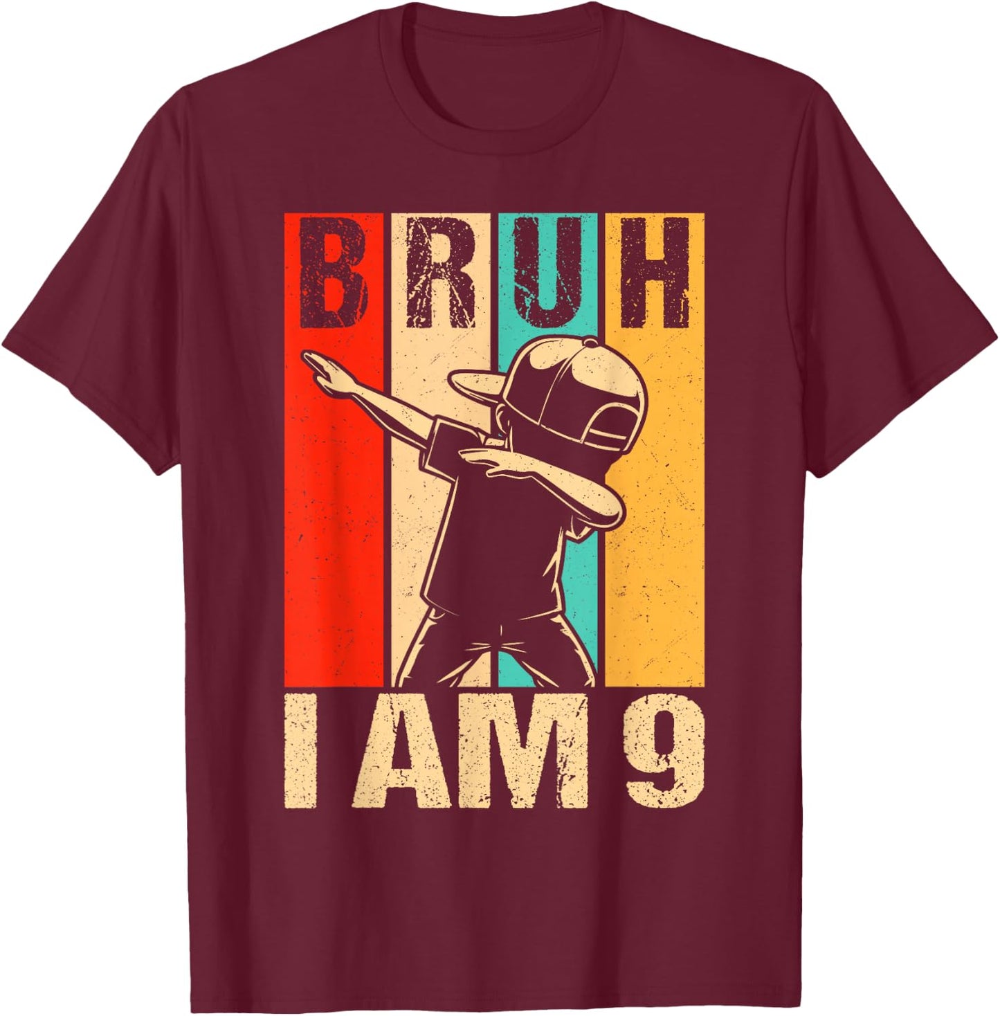 9 Year Old Birthday Dabbing Boy Bruh It's My 9th Birthday T-Shirt - T-Shirt | Maroon