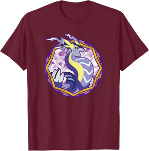 Pokémon Miraidon Legendary Paradox Violet Geometric Portrait T-Shirt - T-Shirt | Maroon