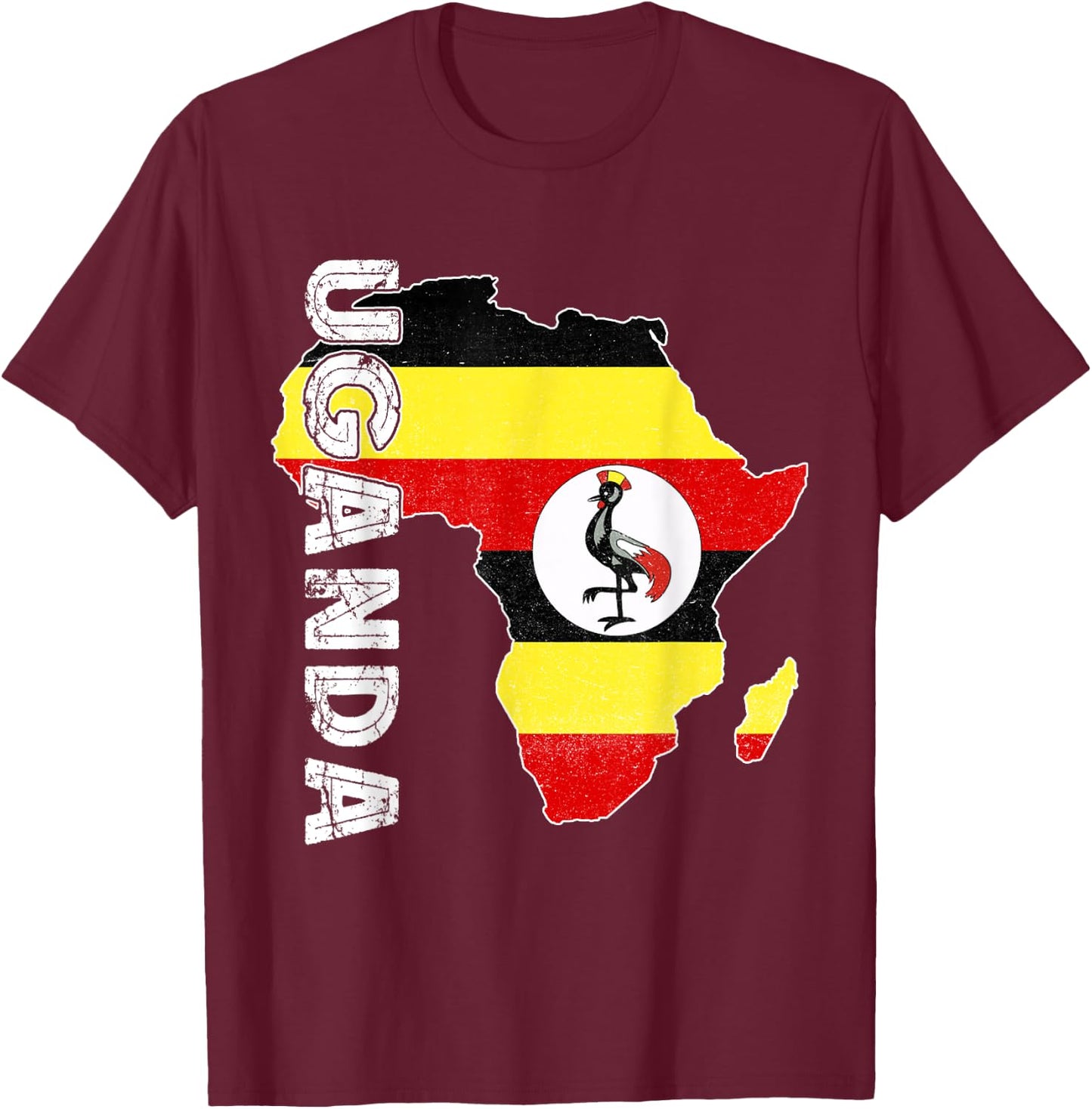 Uganda Map Ugandan Pride Ugandan Flag Africa Ugandan Roots T-Shirt - T-Shirt | Maroon