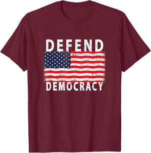 Defend Democracy Protect Voting Rights Save America Election T-Shirt - T-Shirt | Maroon