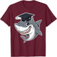 Great White Shark Graduation Cap Class of 2025 Shark Lover T-Shirt - T-Shirt | Maroon