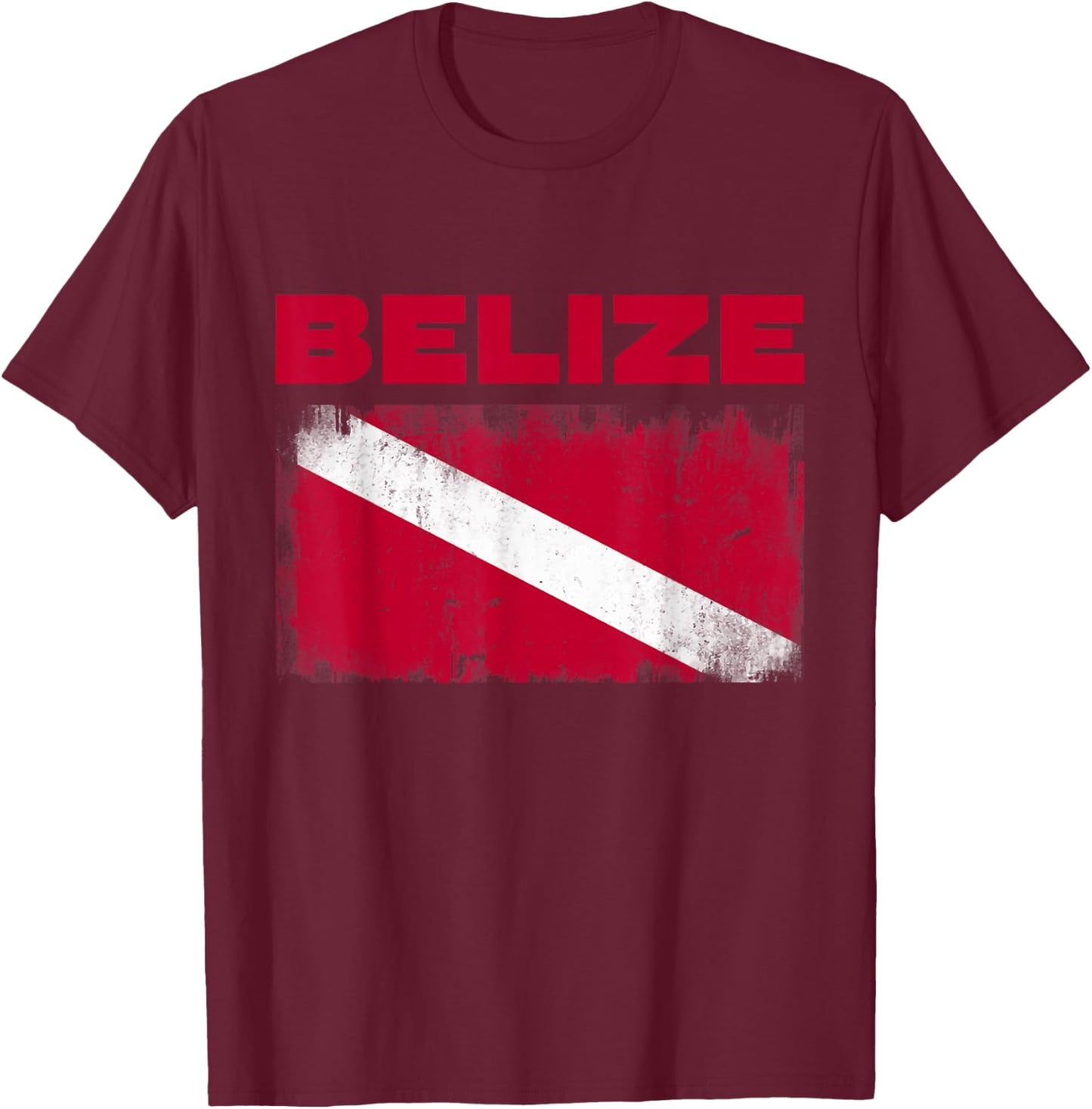 Belize Dive Flag Diving Scuba Diver Souvenir T-Shirt - T-Shirt | Maroon
