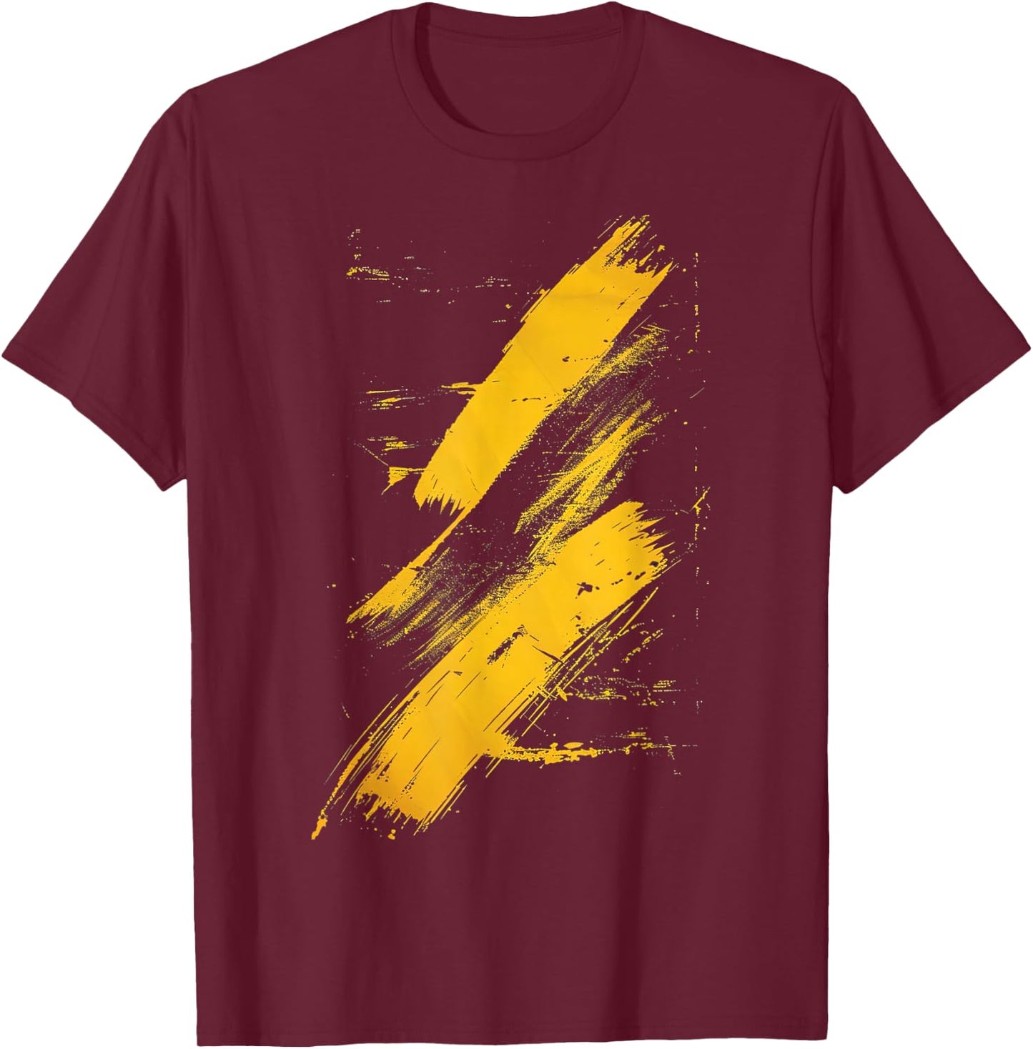 Yellow and Black Brushstrokes Graphic T-Shirt - T-Shirt | Maroon