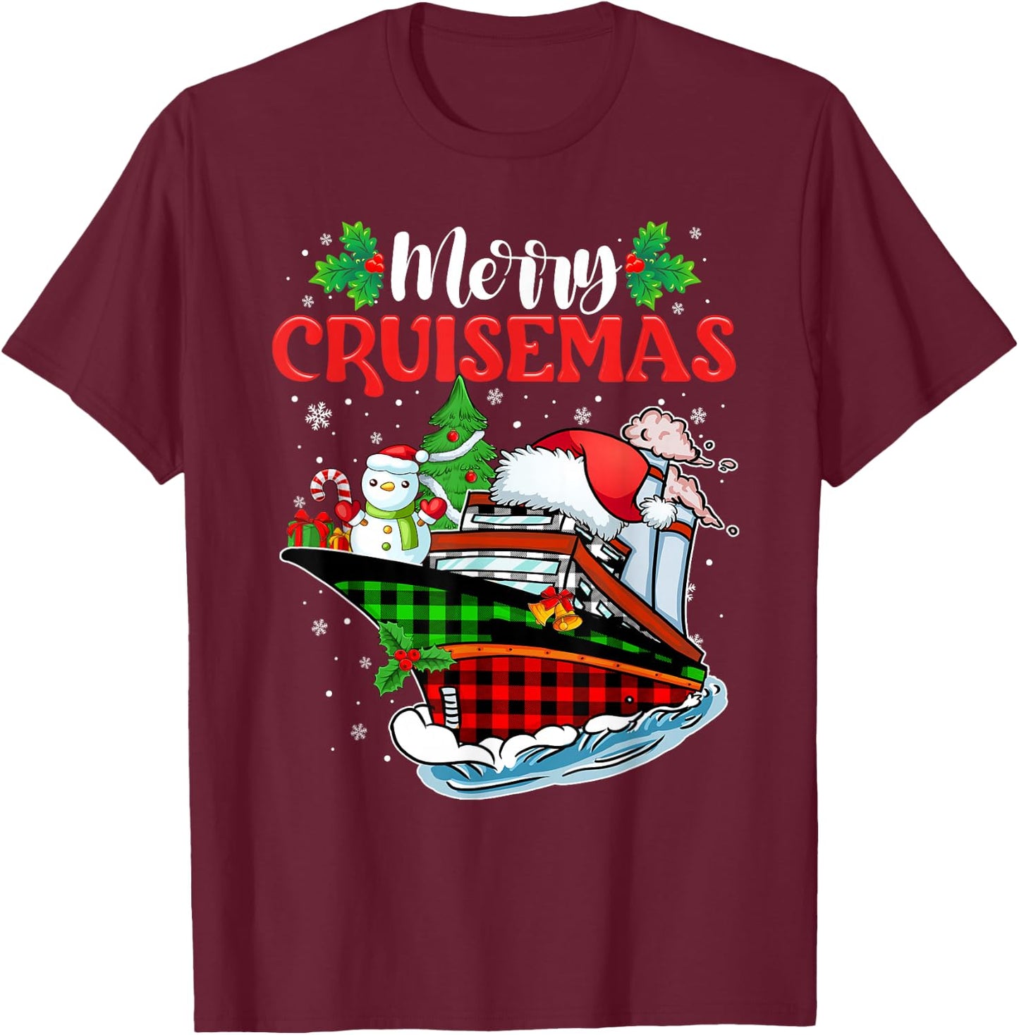Merry Cruisemas 2025 Funny Cruise Squad Christmas 2025 T-Shirt - T-Shirt | Maroon
