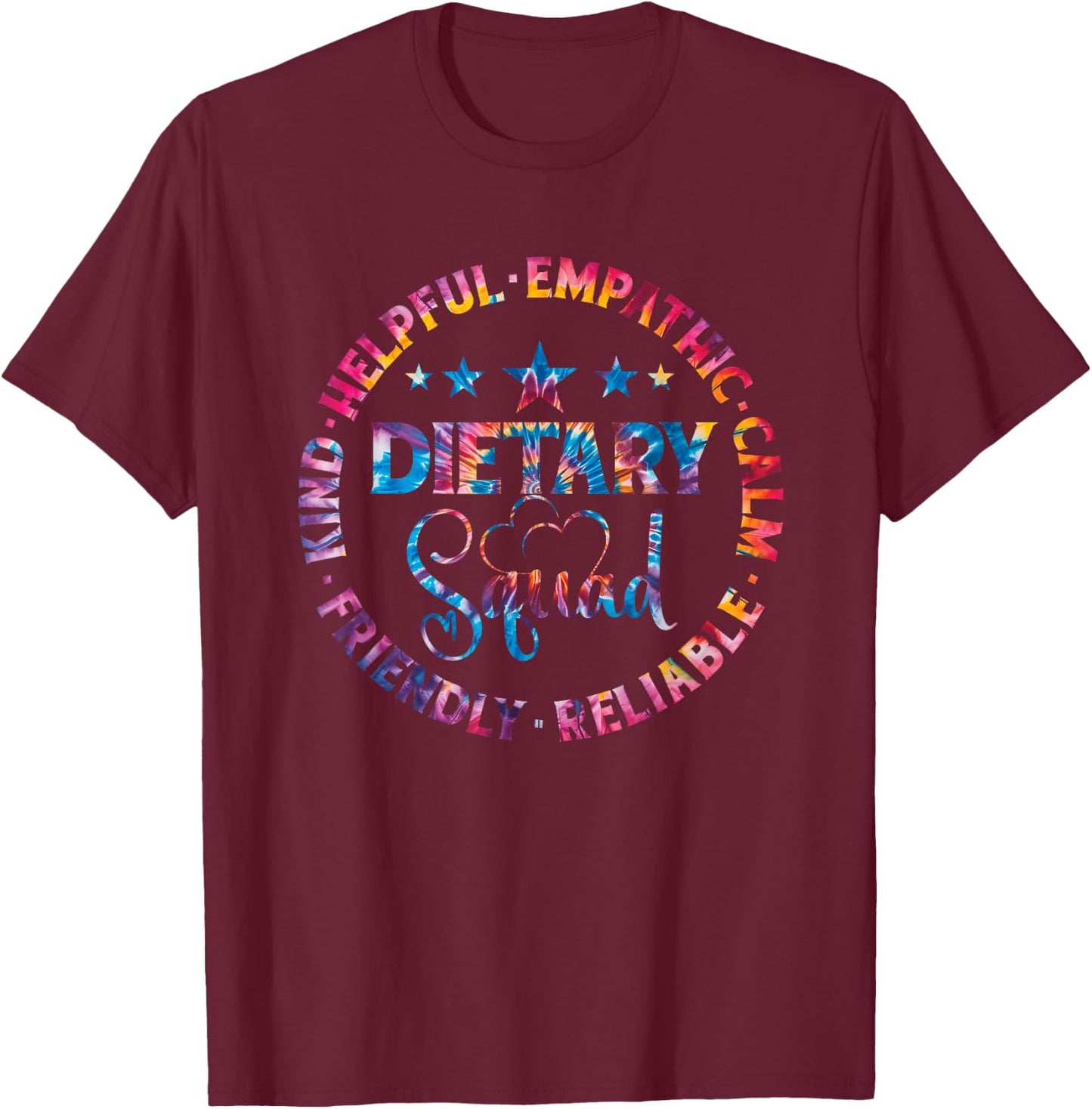 Dietary Squad Tie Dye Healthcare Worker Dietitian Squad T-Shirt - T-Shirt | Maroon