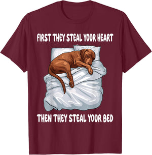 Vizsla Sleeping Pajamas Nightgown T-Shirt - T-Shirt | Maroon