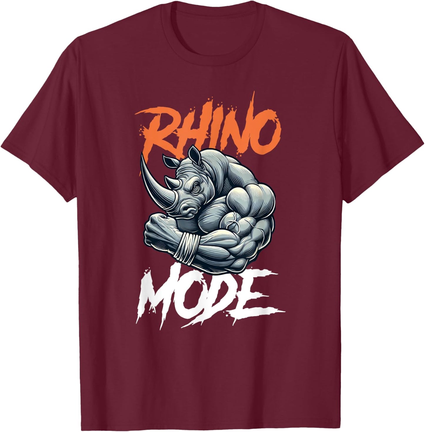 Vintage Art Rhino MODE Kawai Pet Lovers Funny Animal Happily T-Shirt - T-Shirt | Maroon
