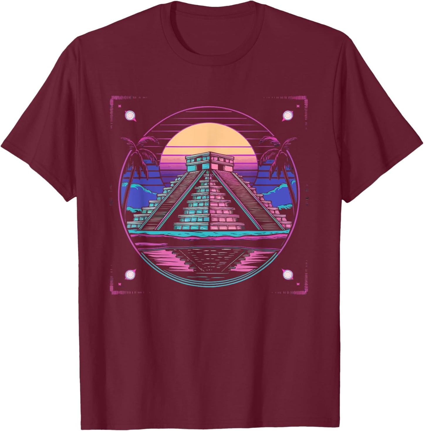 Chichen Itza Maya Civilization Mayan Pyramid Mexico T-Shirt - T-Shirt | Maroon