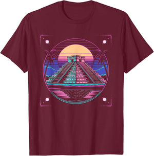Chichen Itza Maya Civilization Mayan Pyramid Mexico T-Shirt - T-Shirt | Maroon