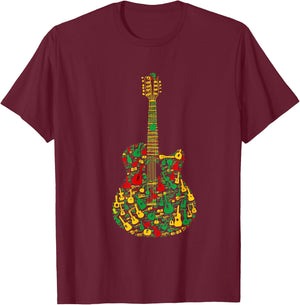 Reggae Guitar Rastafari Roots Rasta Reggae Music T-Shirt - T-Shirt | Maroon