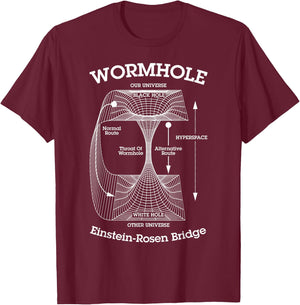 Grandio Design Funny Scientific Science Gifts -Adults, -Kids Wormhole Einstein-Rosen Bridge Black Hole Hyperspace Physics T-Shirt - T-Shirt | Maroon
