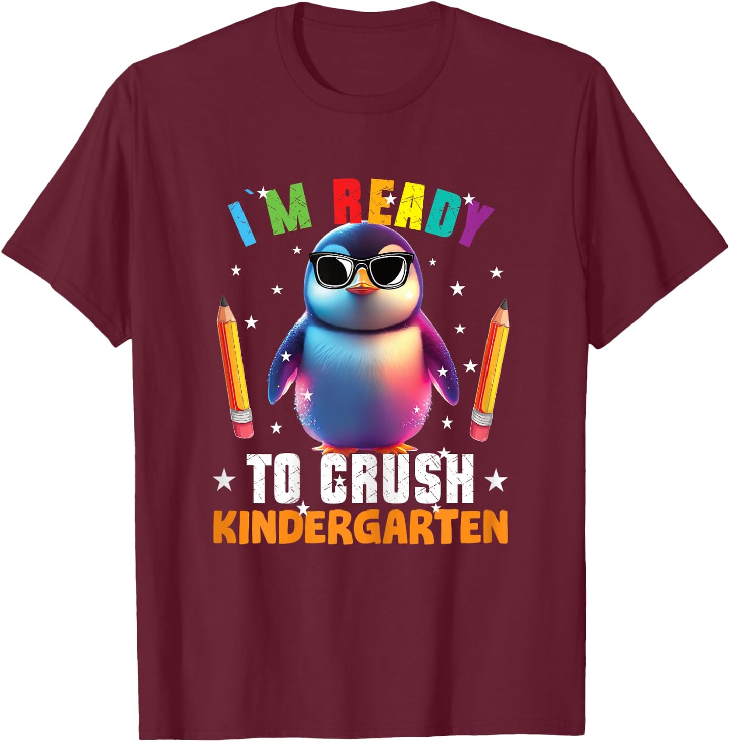 Crush Kindergarten funny Penguin Back to School Girls Gift T-Shirt - T-Shirt | Maroon