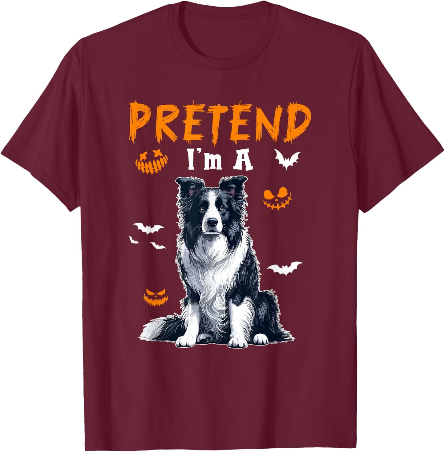 Pretend I'm A Border Collie Halloween Costume Owner Kids T-Shirt - T-Shirt | Maroon