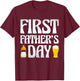 First Father's Day Beer Baby Bottle Daddy 2024 Dad Joke T-Shirt - T-Shirt | Maroon