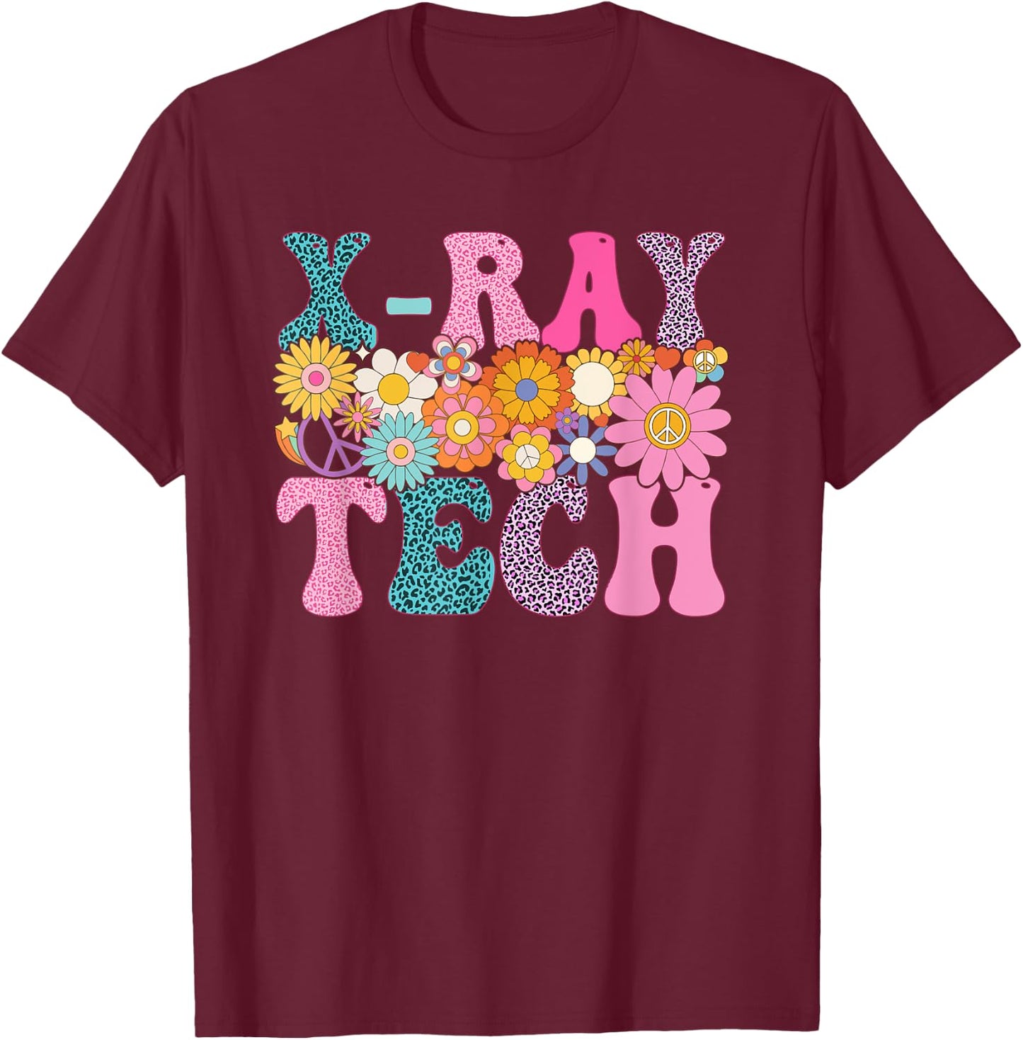 X-ray Tech Week Groovy Leopard Appreciation Day T-Shirt - T-Shirt | Maroon