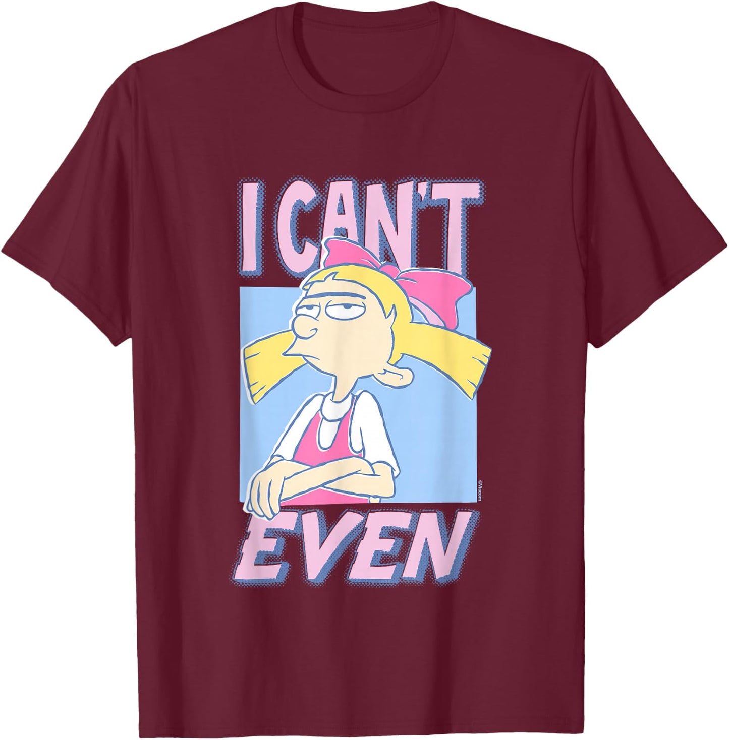 Hey Arnold! Iconic Helga Pataki I Can't Even Big Chest Logo T-Shirt - T-Shirt | Maroon