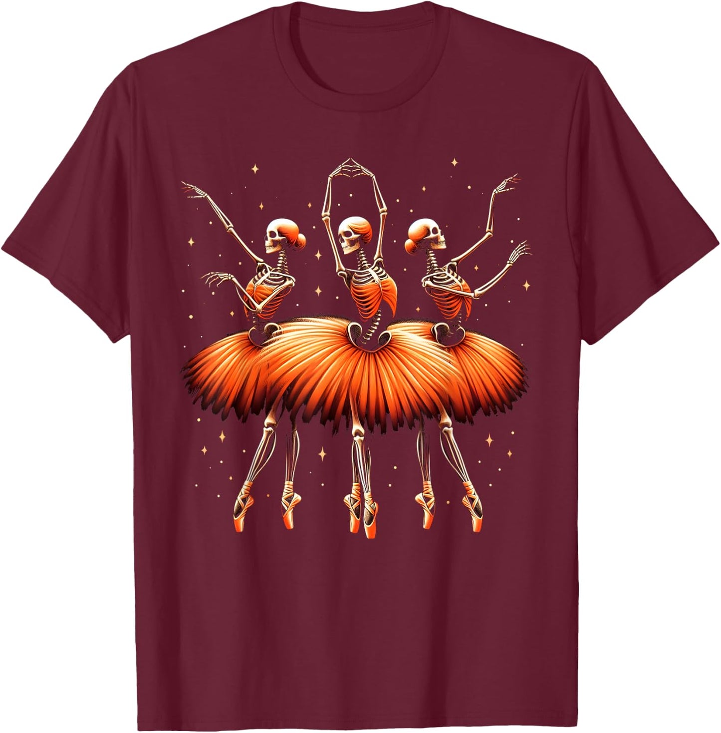Spooky Ballerina Skeleton Dance Funny Halloween Ballet T-Shirt - T-Shirt | Maroon