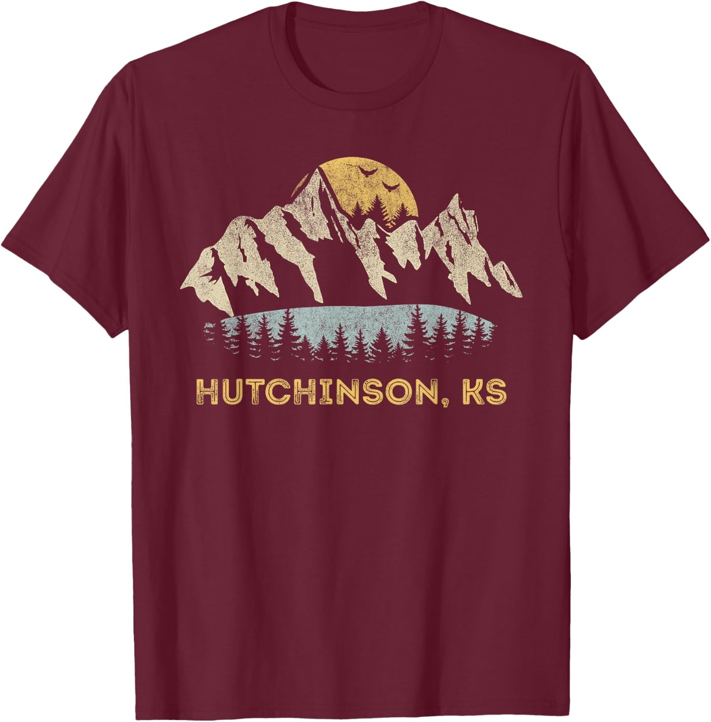 Hutchinson Kansas Mountain Sunset Sunrise KS T-Shirt - T-Shirt | Maroon