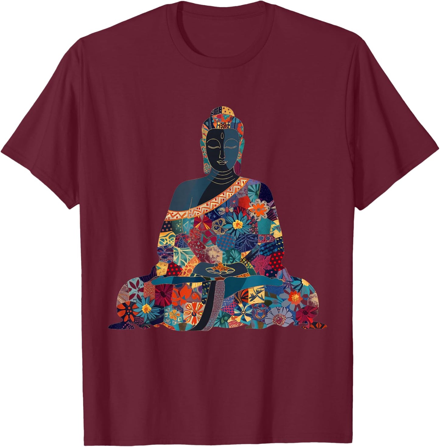 Buddha Vintage Flowers Zen Buddhist Buddhism Yoga Spiritual T-Shirt - T-Shirt | Maroon
