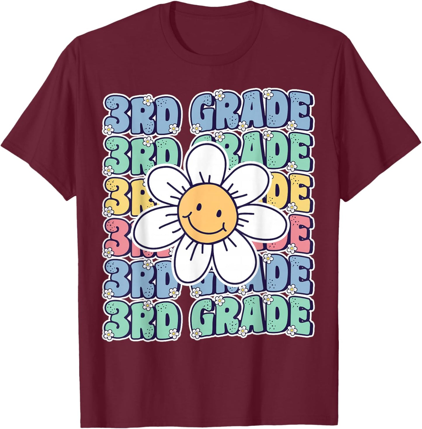 Groovy 3rd Grade Back to School First Day of Third Grade T-Shirt - T-Shirt | Maroon