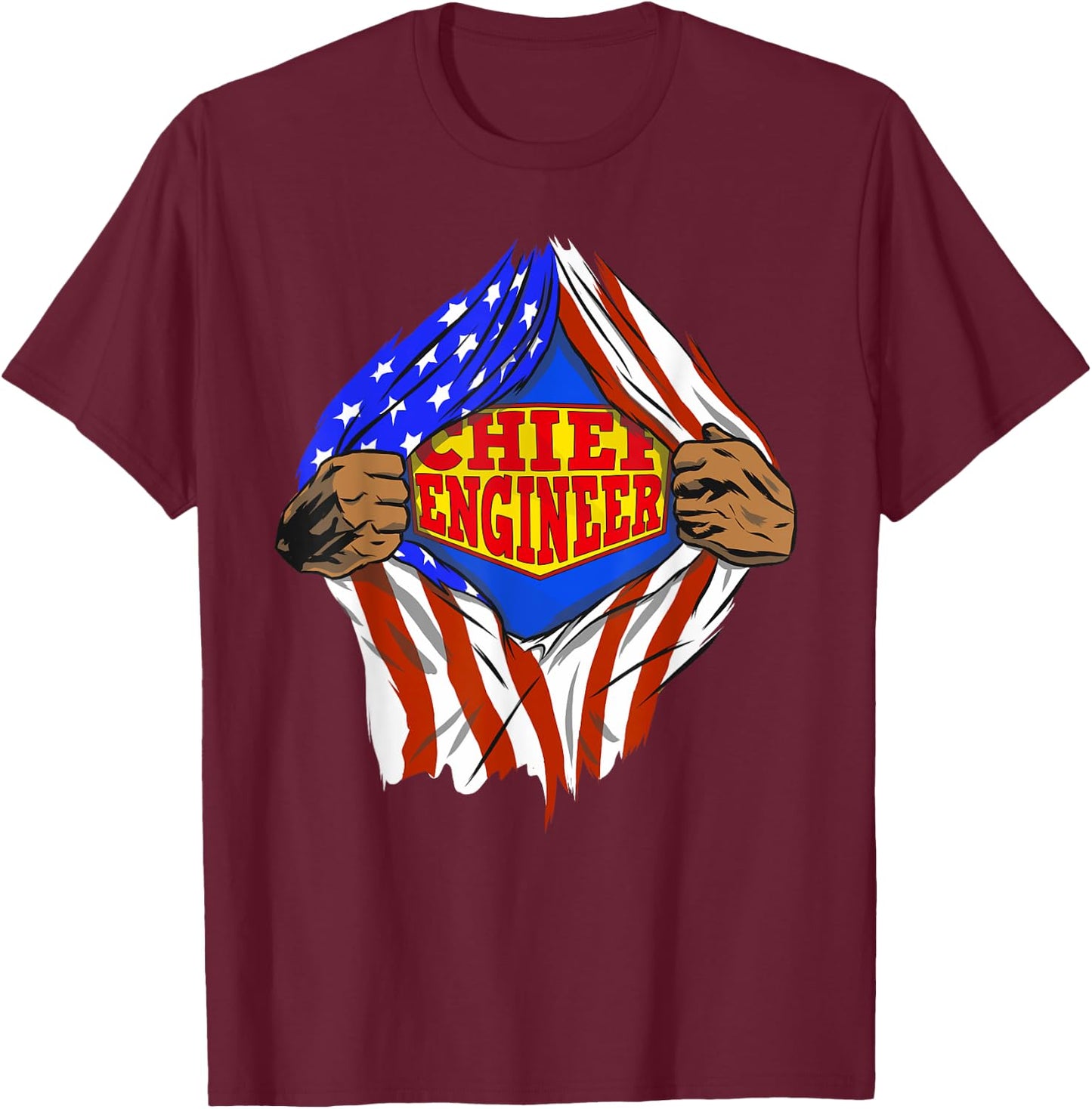 Funny Super Chief Engineer Hero Job T-Shirt - T-Shirt | Maroon