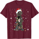 Great Dane Christmas Santa Hat Fairy Lights Pajama Dog Lover T-Shirt - T-Shirt | Maroon