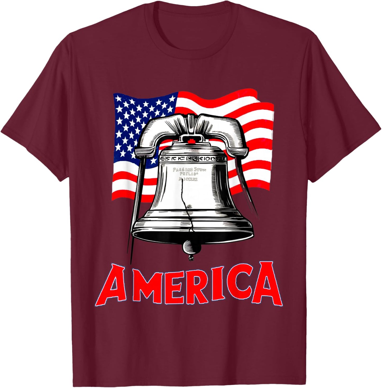 Liberty Bell and America Let freedom Ring T-Shirt - T-Shirt | Maroon