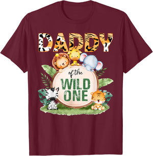 Daddy Of The Wild One 1st Birthday Safari Family Matching T-Shirt - T-Shirt | Maroon