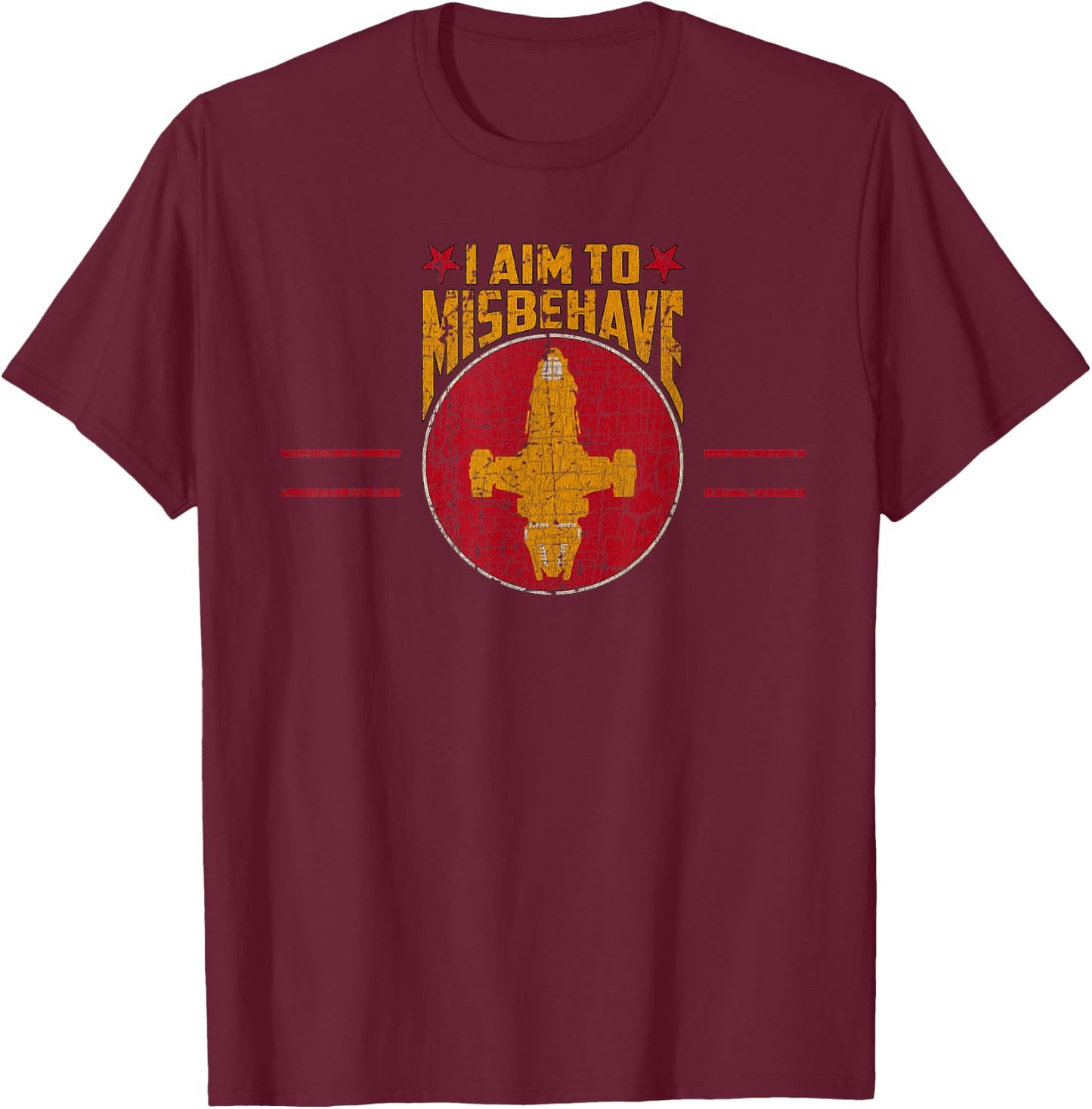 Ship Works I Aim to Misbehave T-Shirt - T-Shirt | Maroon