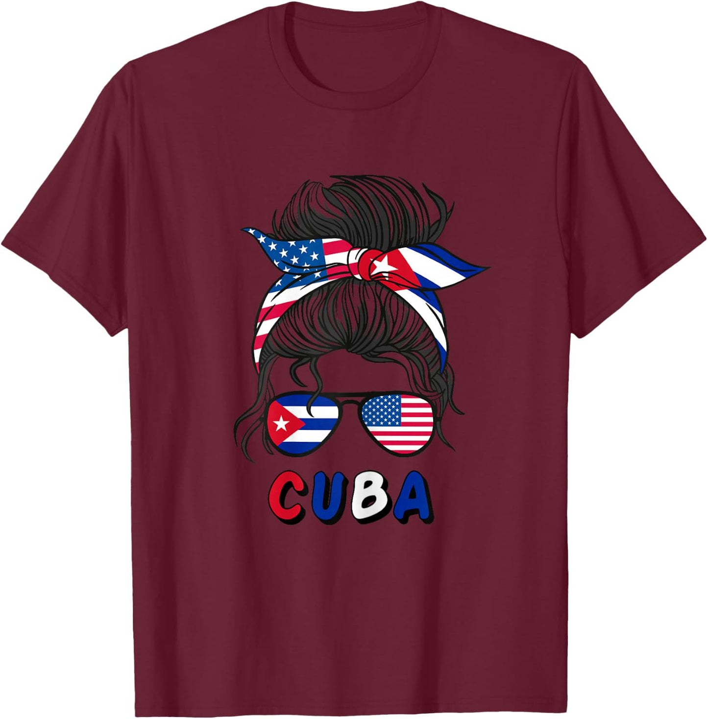 Cuba Girls USA American cuban Girl T-Shirt - T-Shirt | Maroon